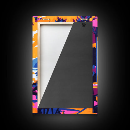 Outdoor Dining, Scenic View, Summer Patio Art, Relaxing Wall Decor, Cafe Scene, Vacation Aesthetic, Framed Canvas Print, Gift Idea