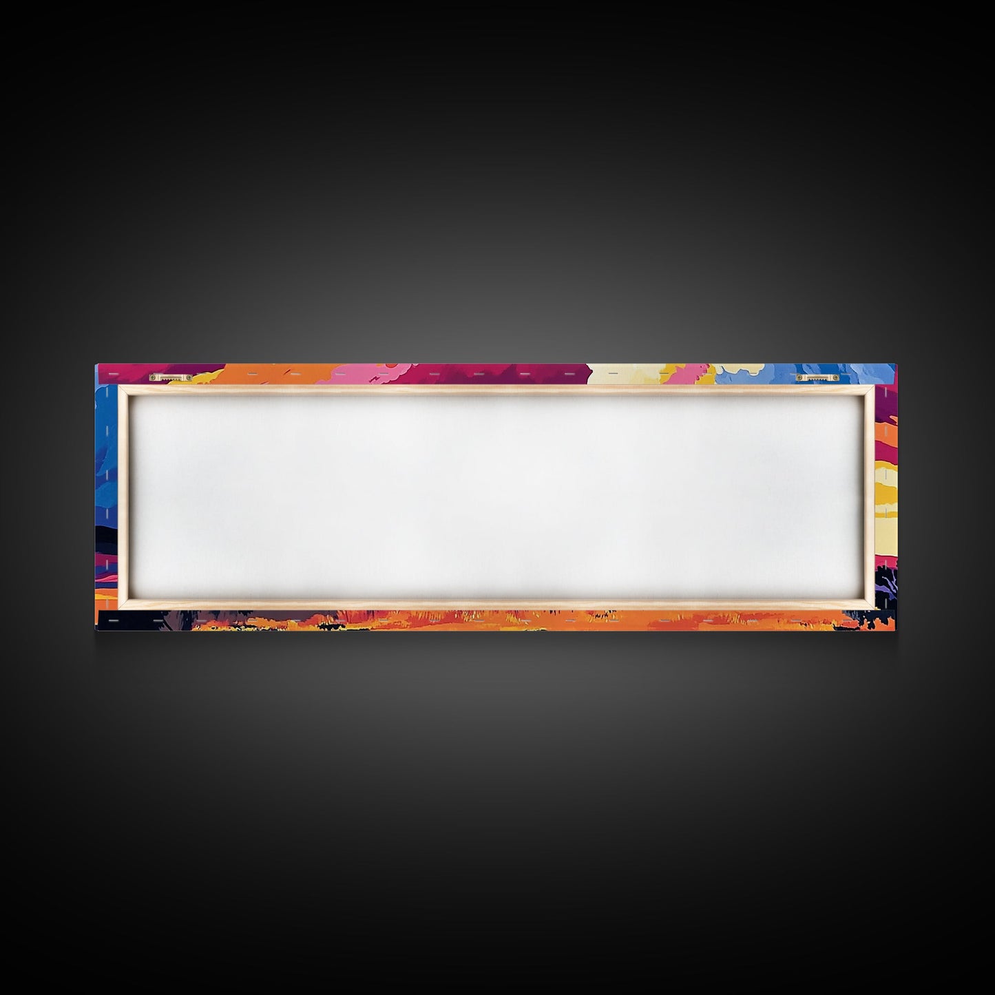 Mountain Clouds, colorful sunset, nature scenery, abstract sky painting, vibrant home decor, Office Wall Art, Framed Canvas Print