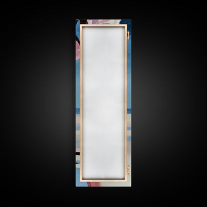 Barefoot Beach Walk, Pink Dress, Coastal Elegance, Framed Canvas Print, Summer Art, Bedroom or Entryway Decor, Relaxing Aesthetic