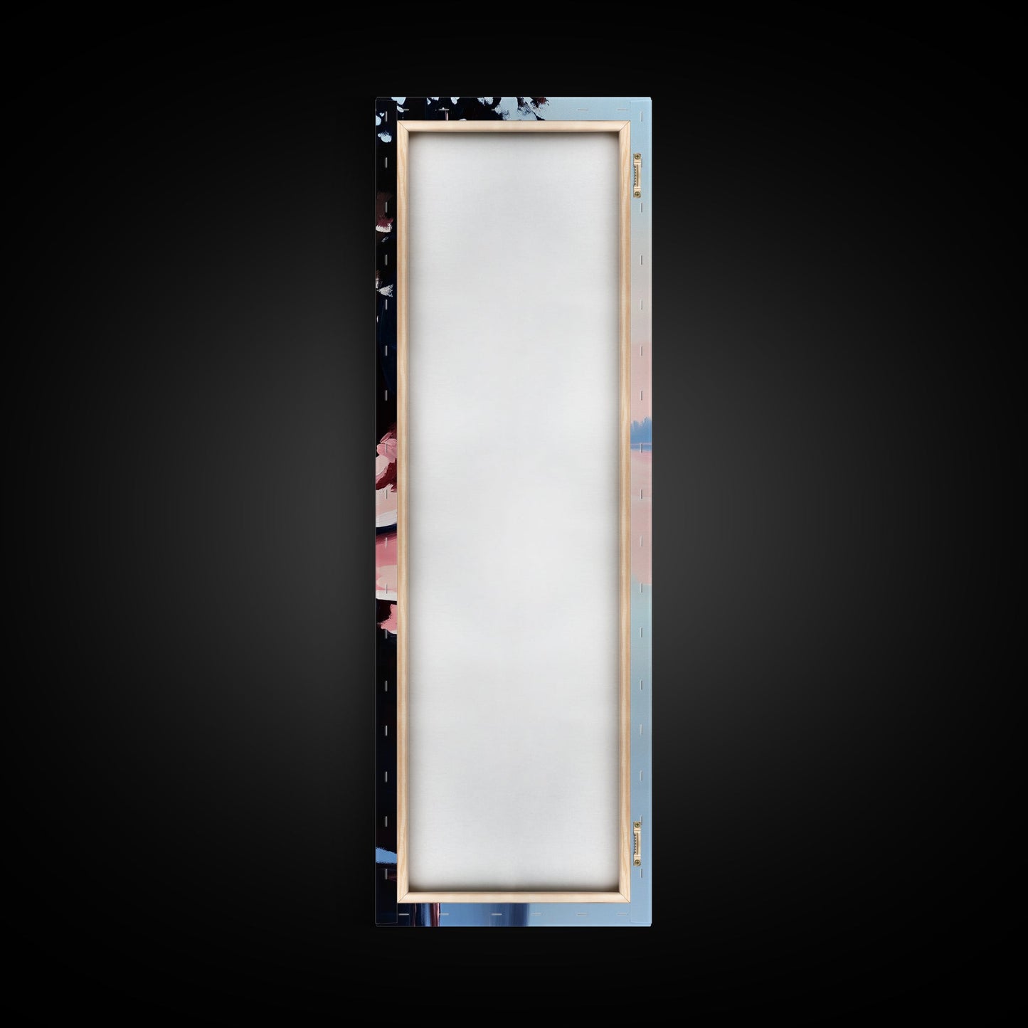 Seeufer-Ruhe, Stimmungsvolle Natur, Gerahmter Leinwanddruck, Moderne Wandkunst, Blau-Rosa-Gemälde, Wohnzimmer-Wandkunst