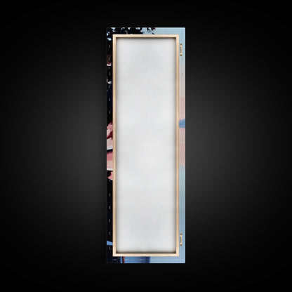 Seeufer-Ruhe, Stimmungsvolle Natur, Gerahmter Leinwanddruck, Moderne Wandkunst, Blau-Rosa-Gemälde, Wohnzimmer-Wandkunst