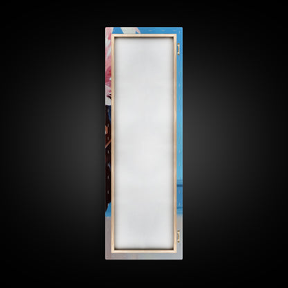 Blumenkranz, Boho-Chic-Kunst, zarte Pastellblumen, feminine Wanddekoration, frühlingshaftes Gemälde, gerahmter Leinwanddruck fürs Schlafzimmer