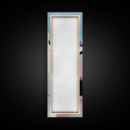 Nautical Escape, Coastal Boat Painting, Soft Pastel Seascape, Beach House Wall Decor, Minimalist Art, Living Room Framed Canvas Print