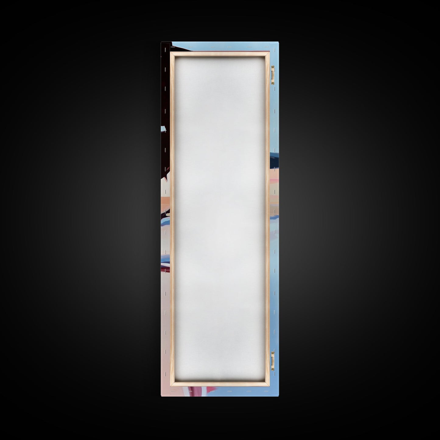 Ruhige Frau, Naturspiegelung, Zarte Pastellfarben, Friedliche Landschaft, Gerahmter Leinwanddruck, Minimalistische Kunst, Friedliche Wohndekoration