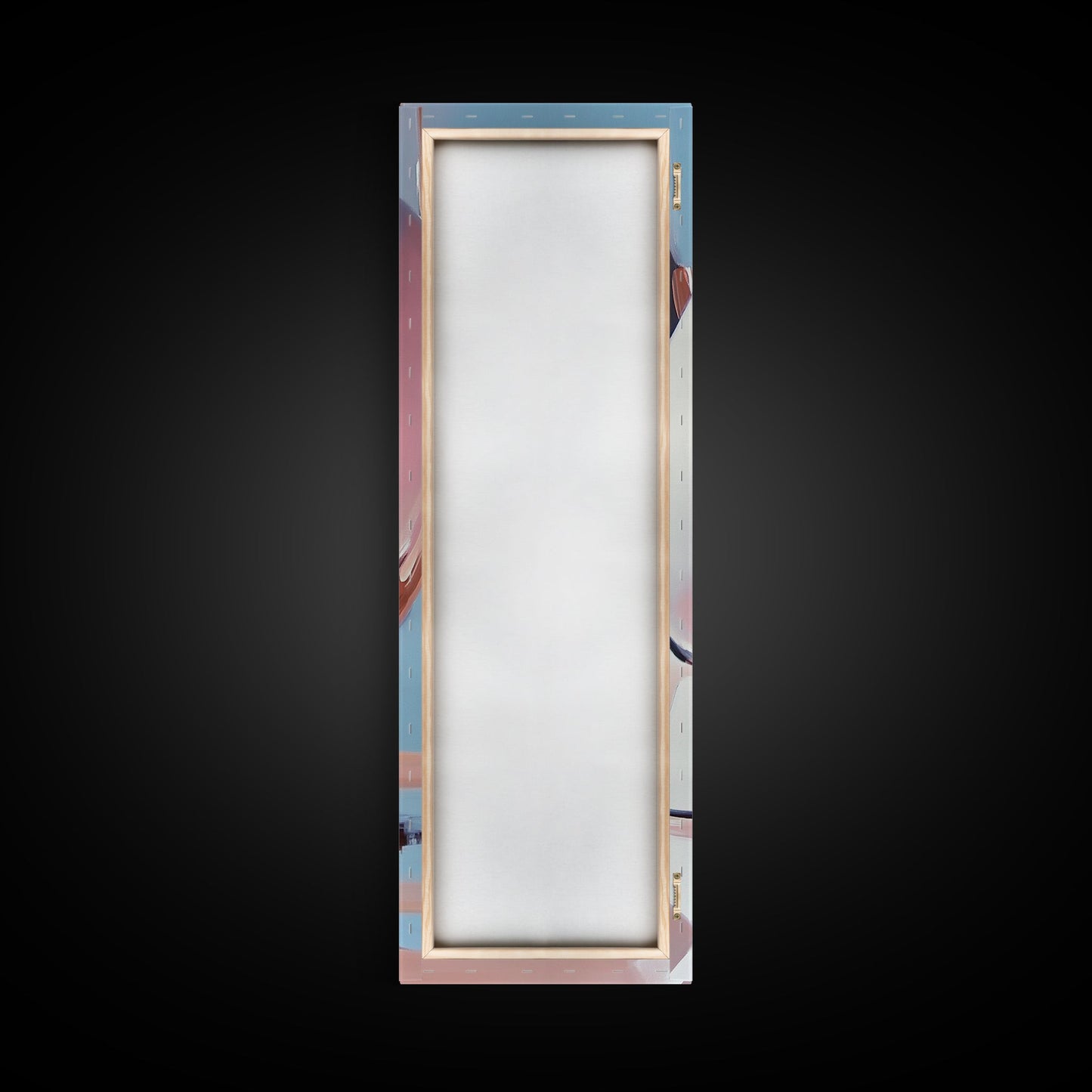 Abstract Reflection, Pink, Blue, Modern Art, Minimalist, Surrealist, Contemporary, Stylish, Bedroom, Framed Canvas Print