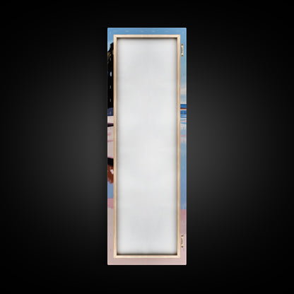 Rock Formation, Coastal Reflection, Ocean Landscape, Soft Pastel Seascape, Modern Boho Art, Nature Inspired Framed Canvas Print, Zen Decor