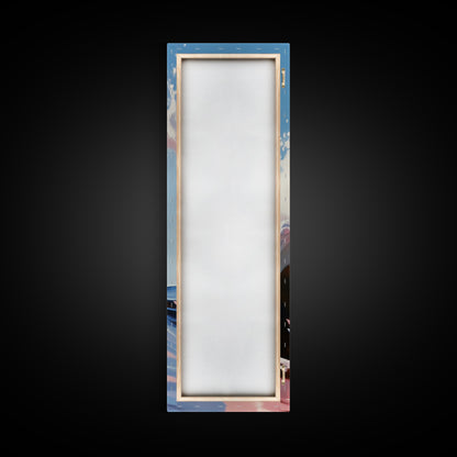 Ocean Wave, Surf Art, Dynamic Seascape, Blue Pink Aesthetic, Beach Lover Gift, Coastal Home Decor, Framed Canvas Print, Modern Wall Art