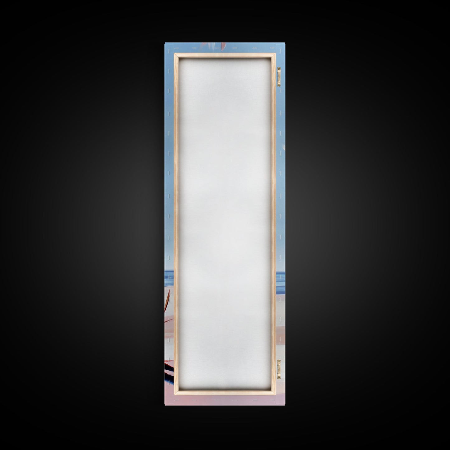 Abstract Plant, Coastal Art, Minimalist Painting, Canvas Print, Beach Inspired, Blue and Pink Decor, Modern Home Accent, Tranquil Design