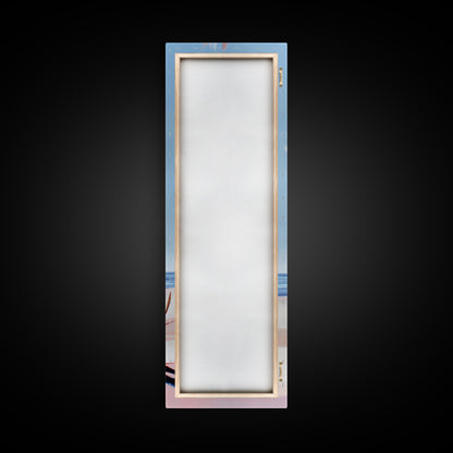 Abstract Plant, Coastal Art, Minimalist Painting, Canvas Print, Beach Inspired, Blue and Pink Decor, Modern Home Accent, Tranquil Design