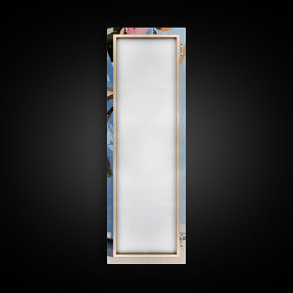 Floral Vase, Pink Flowers, Boho Botanical, Framed Canvas Print, Nature Wall Art, Bedroom Decor, Soft Aesthetic Art, Floral Wall Art