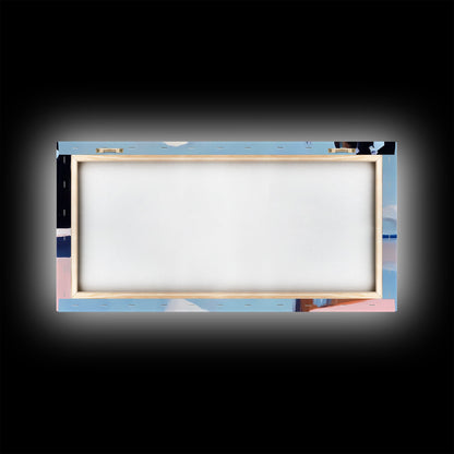 Bewölkte Meereslandschaft mit Spiegelung, ruhiger Küstendruck, minimalistische Meeresdekoration, sanfte Pastelllandschaft, Zen-Kunst für Zuhause, gerahmter Leinwanddruck fürs Schlafzimmer