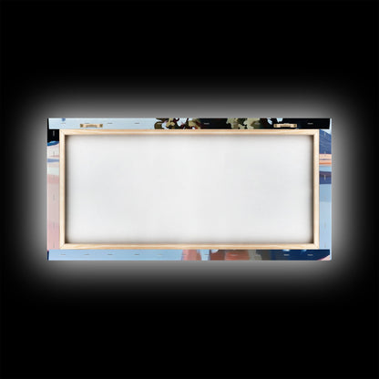 Küstenbaum, Dachüberstand, Leinwanddruck, vom Meer inspirierte Dekoration, moderne Strandwandkunst, pastellfarbene Meereslandschaft, ruhige Szenerie, tropisches Flair