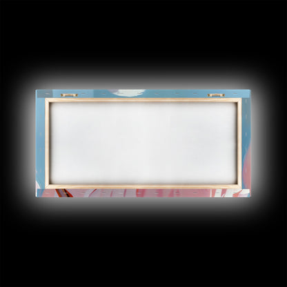 Pink Flamingo, Elegant Bird, Tropical Wall Art, Framed Canvas Print, Boho Aesthetic, Nature Inspired, Bedroom Decor, Coastal Vibes