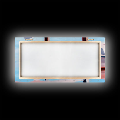 Segelboot-Ruhe, Nautische Kunst, Minimalistischer Boho-Stil, Blaue Küstendekoration, Spiegelung im ruhigen Wasser, Gelassene Ästhetik, Leinwanddruck, Eingangsbereich