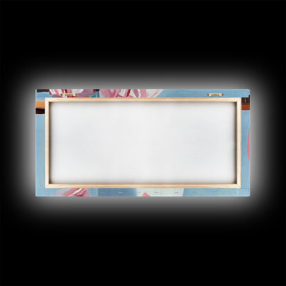 Hanging Shirts, Minimalist Wall Art, Soft Pastel Decor, Boho Chic Painting, Light Blue and Pink, Aesthetic Bedroom Art, Canvas Print