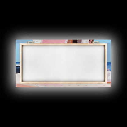 Beach Cliffside, Ocean Waves Art, Coastal Home Decor, Beach Vacation Aesthetic, Minimalist Seascape, Canvas Print, Bedroom Wall Art