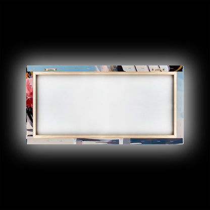 Strandstuhl, Sommerentspannung, Küstenkunst für draußen, Urlaubsästhetik, tropische Wohndekoration, minimalistische Pastellfarben, Leinwanddruck, Terrasse