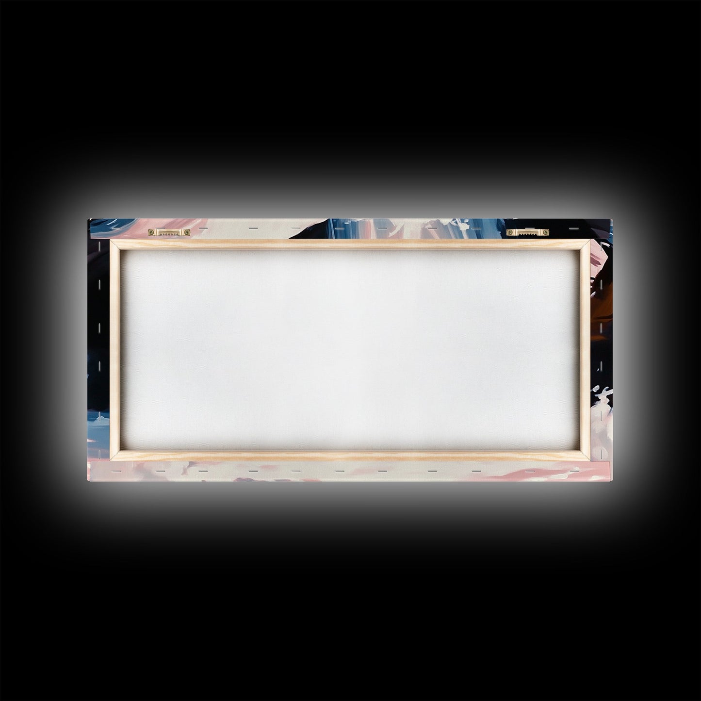 Wasserfallmotiv, Naturwandbild, Ruhige Landschaftskunst, Moderner minimalistischer Druck, Blau- und Rosatöne, Gerahmter Leinwanddruck, Wohnzimmerkunst