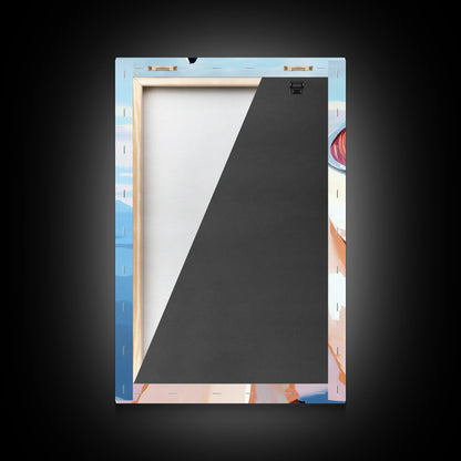 Wooden Boat, Reflection, Nautical Wall Art, Lake House Decor, Modern Impressionism, Blue and White Art, Rustic Style, Framed Canvas Print