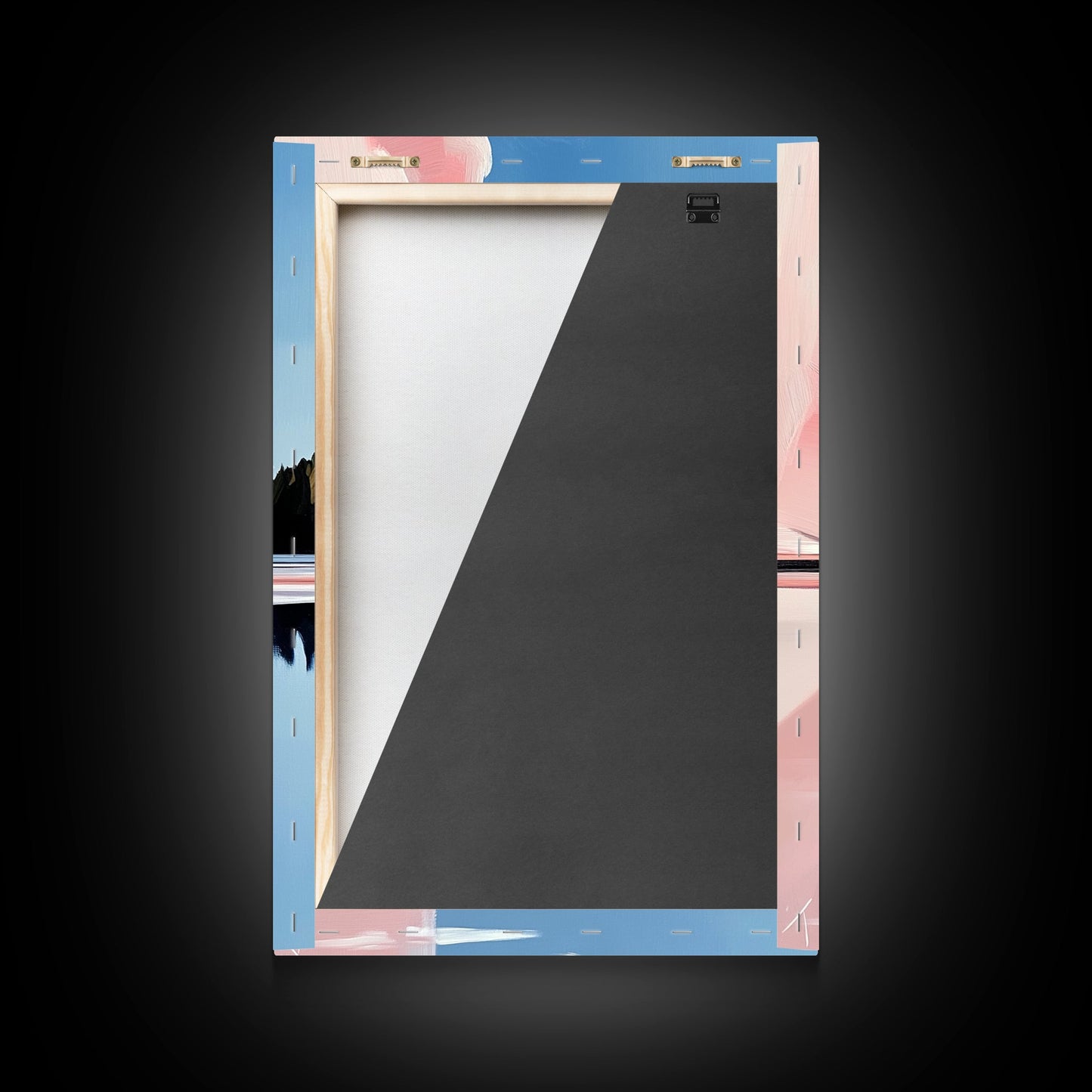 Pink Rock Reflection, Abstract Landscape, Serene Water Art, Framed Canvas Print, Modern Wall Decor, Minimalist Nature, Living Room Art