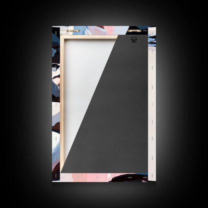 Walking on Rocks, Coastal Reflection, Beach Serenity, Soft Pastel Art, Framed Canvas Print, Nature Home Decor, Modern Wall Art