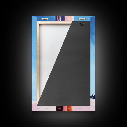 Rustic Pole, Coastal Minimalist Art, Framed Canvas Print, Boho Beach Decor, Nautical Painting, Seaside Home Aesthetic, Pastel Artwork