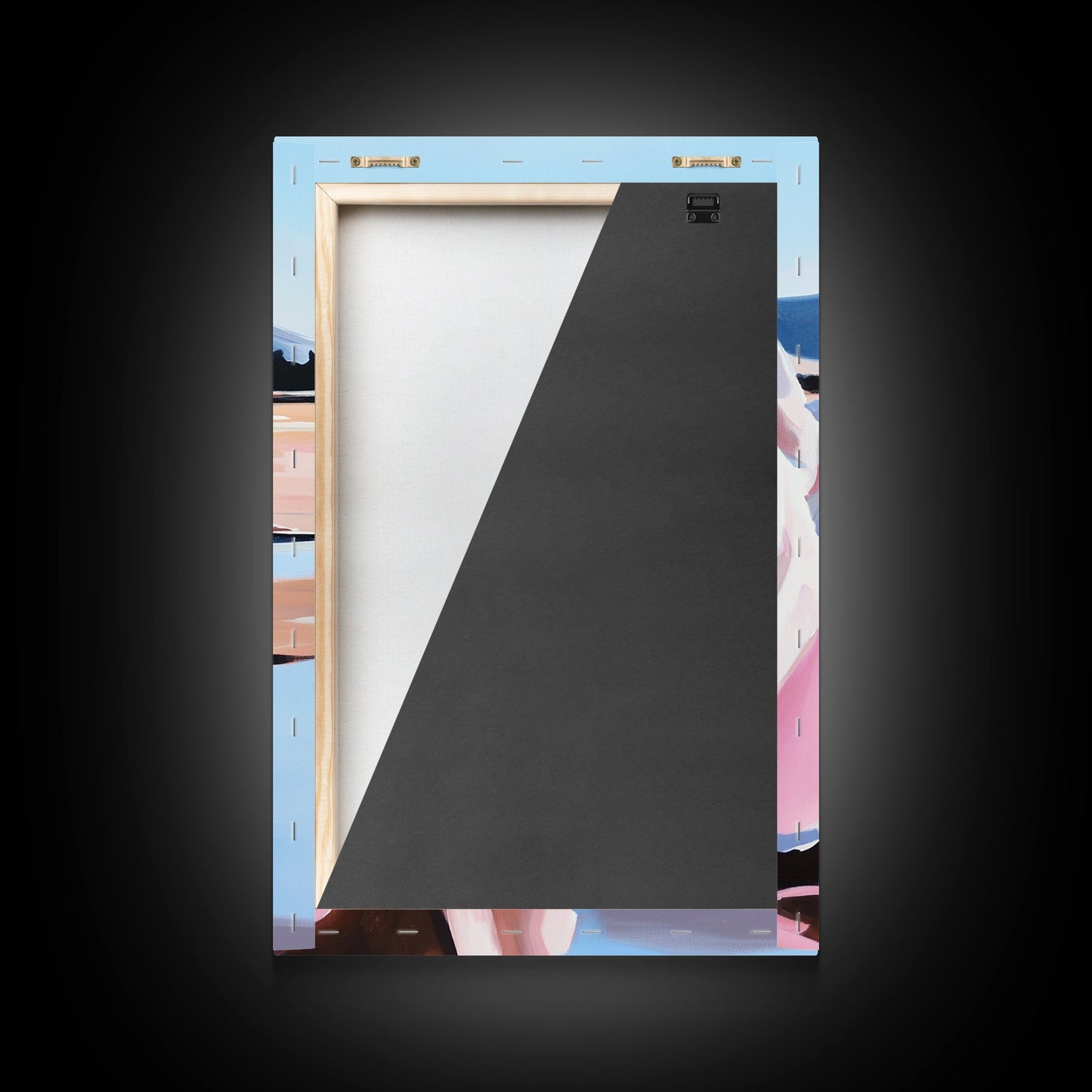 Floral, Pink Bouquet, Nature Art, Framed Canvas Print, Feminine Wall Decor, Boho Home Art, Blue Painting, Living Room Wall Art