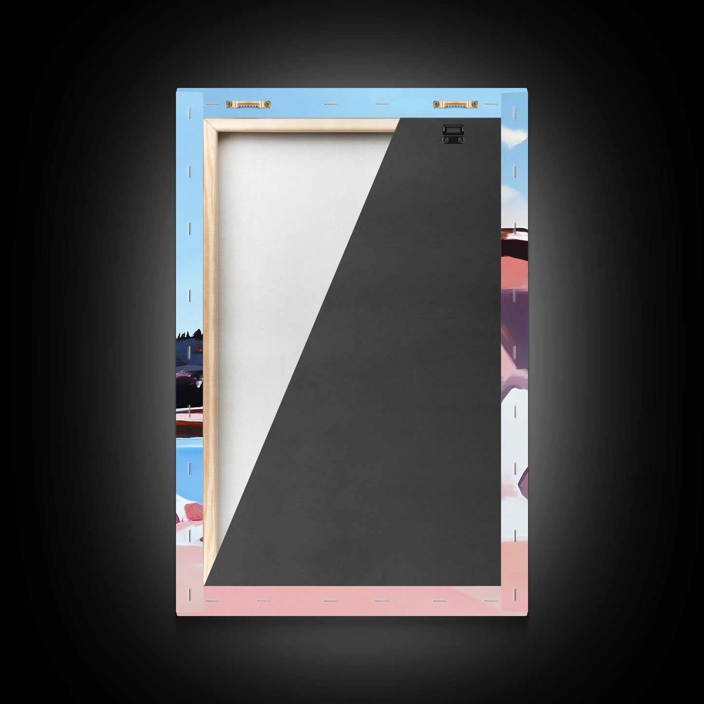 Pink Cliffs, Coastal Beauty, Ocean Landscape, Soft Pastel Art, Nature Inspired, Tranquil Scenery, Boho Wall Art, Framed Canvas Print