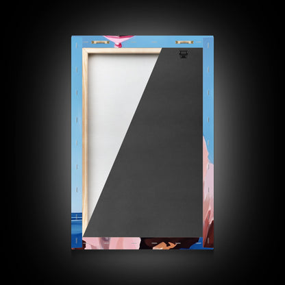 Lighthouse View, Nautical Wall Art, Beach House Decor, Ocean Scene Painting, Coastal Style, Framed Canvas Print, Bathroom Wall Art