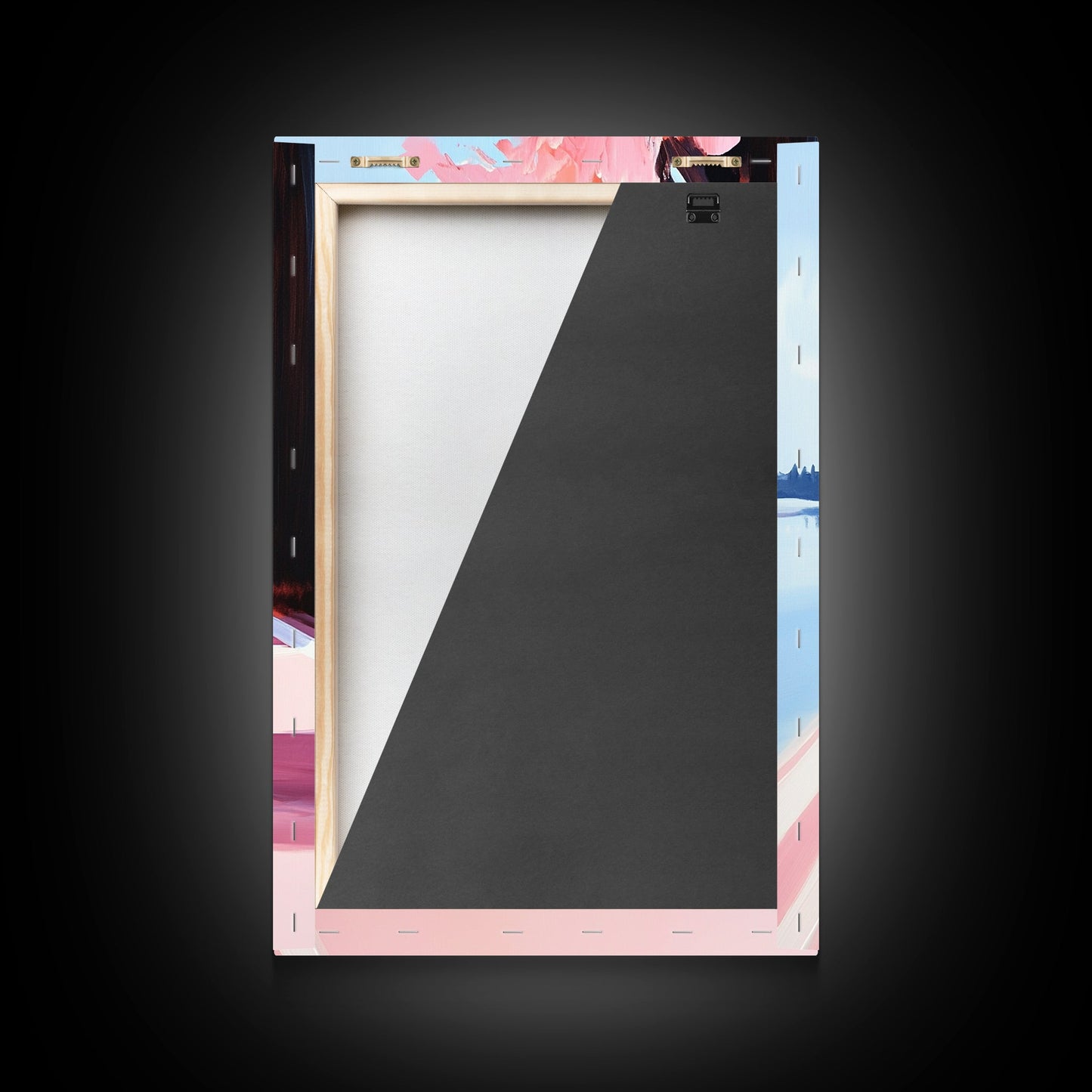 Mediterranean Steps, Coastal Wall Art, Santorini Print, Blue and Pink Decor, Travel Painting, Framed Canvas Print, Living Room Art