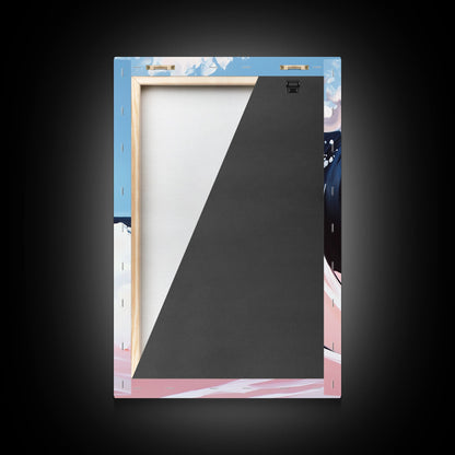 Ocean Wave Painting, Abstract Seascape Art, Modern Coastal Print, Pastel Watercolor Style, Framed Canvas Print, Beach House Wall Art