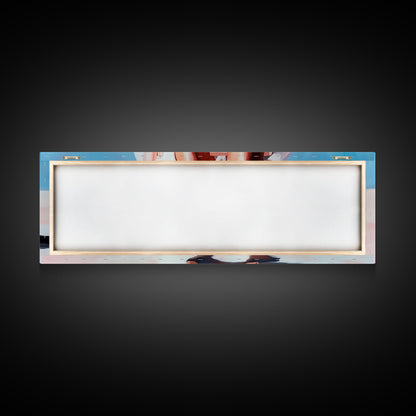 Woman Relaxing, Beach Chair Art, Coastal Summer Scene, Framed Canvas Print, Minimalist Boho Decor, Serene Seaside Home Artwork