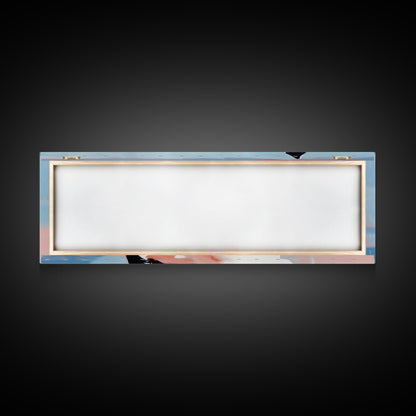 Reflection Boat, Calm Lake Art, Nautical Wall Decor, Framed Canvas Print, Coastal Serenity Art, Pastel Landscape, Living Room Wall Art