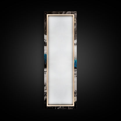 Mountain Reflection, Blue Lake Art, Nature Canvas Print, Black White Wall Art, Landscape Painting, Large Artwork, Minimalist Decor