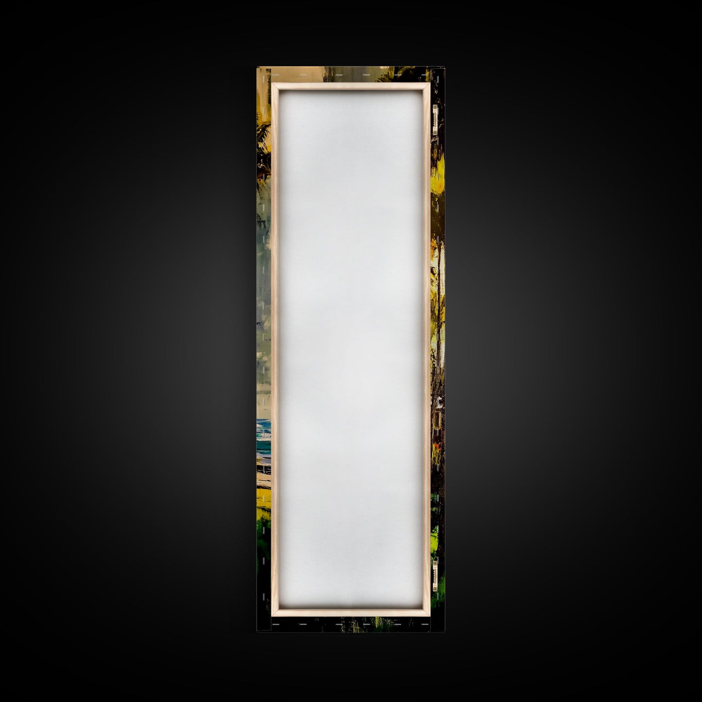 Tropical Landscape Painting, Palm Tree Art, Beach House Wall Decor, Coastal Summer Art, Vibrant Green and Yellow Art, Framed Canvas Print