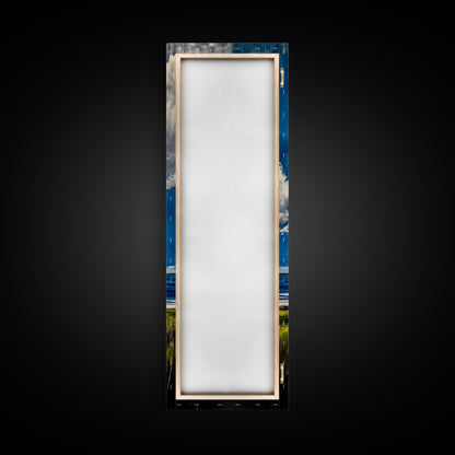 Ocean Horizon Art, Coastal Landscape Wall Decor, Sky and Clouds Painting, Serene Beach House Art, Nautical Artwork, Framed Canvas Print