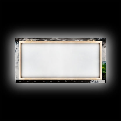 Powerful Wave, Ocean Energy, Coastal Vibes, Modern Abstract, Blue and Green Art, Large Statement, Beach House, Framed Canvas Print