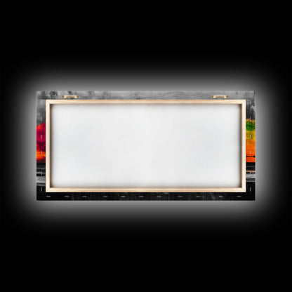 Coastal Sunset, Ocean Horizon, Bold Colors, Black and White Contrast, Modern Abstract, Warm Tones, Large Wall Art, Framed Canvas Print ?