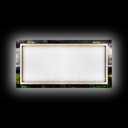 Abstract Coastal Art, Ocean Horizon, Dramatic Sky, Framed Canvas Print, Large Wall Art, Modern Living Room Decor, Beach House Art