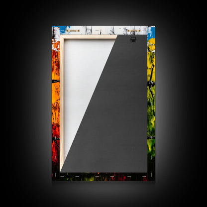 Barbed Wire Wall Art, Red Yellow Green, Bold Abstract Painting, Modern Industrial Decor, Statement Piece, Office Wall Art, Canvas Print