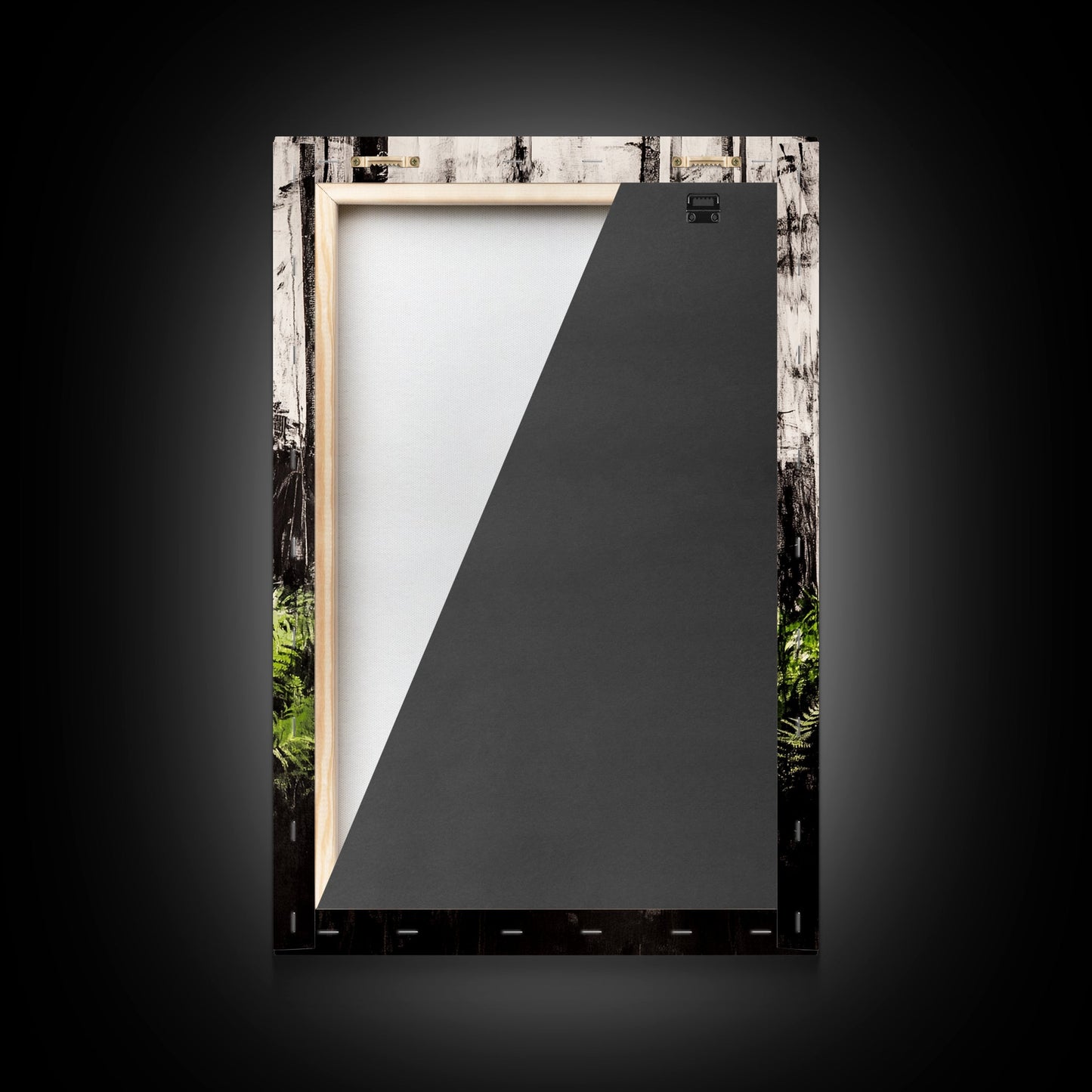 Forest Ferns, Green Botanical Art, Woodland Nature Print, Minimalist Home Decor, Black and White Wall Art, Framed Canvas Print