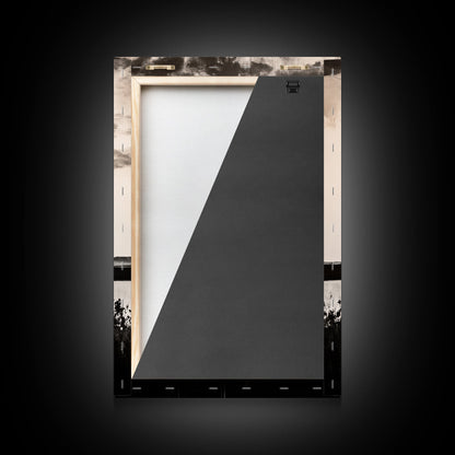 Golden Leaf, Minimalist Nature, Autumn Wall Art, Botanical Decor, Framed Canvas Print, Living Room Art, Black and White, Nature Print