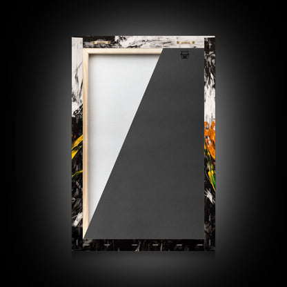 Fiery Wildflowers, Black White Abstract, Nature Art, Floral Painting, Contemporary Living Room Decor, Statement Piece, Canvas Print