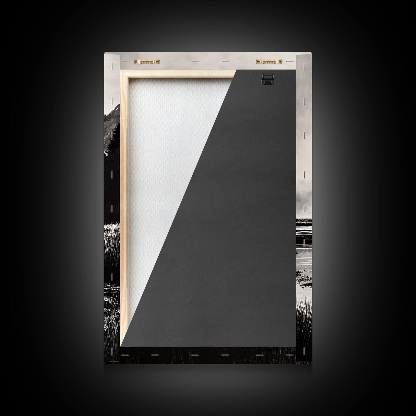 Foggy Forest, Monochrome Wall Art, Nature Landscape, Tranquil Painting, Living Room Decor, Rustic Style, Framed Canvas Print