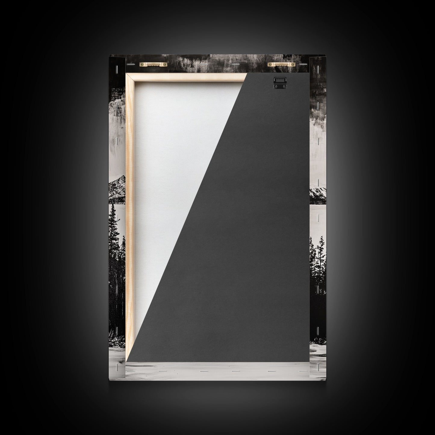 Mountain Serenity, Black and White Landscape, Nature Art, Tranquil Home Decor, Minimalist Painting, Office Artwork, Framed Canvas Print