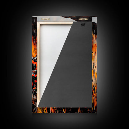 Fiery Lizard, Wildlife Art, Reptile Painting, Nature Wall Art, Rustic Decor, Warm Tones, Fall Wall Art, Living Room Art, Framed Canvas Print