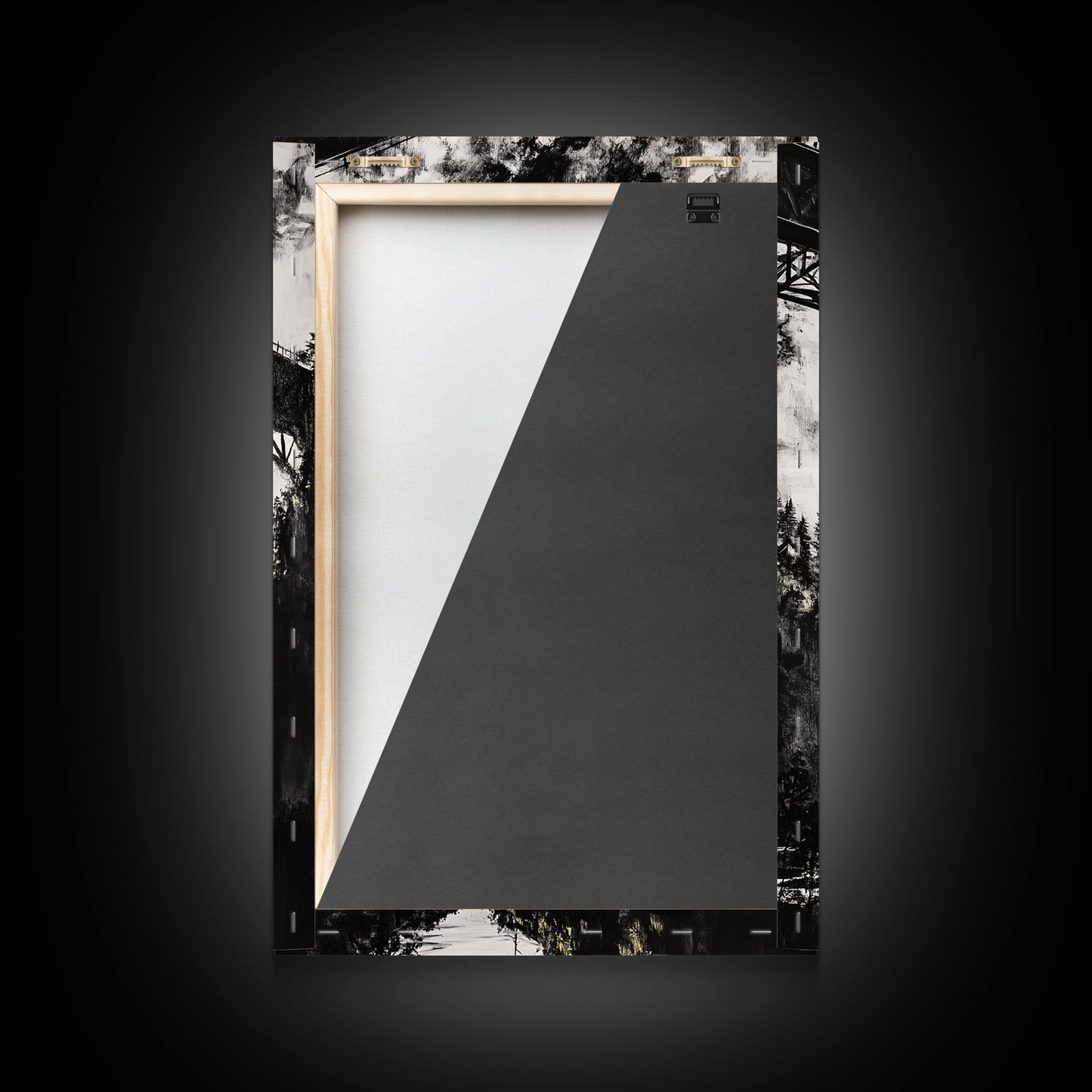 Steel Bridge, Industrial Wall Art, Black and White Landscape, Cityscape Art, Rustic Metal, Loft Style, Office Wall Art, Framed Canvas Print