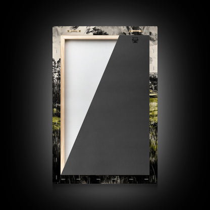 Grazing Bison, Wildlife Art, Rustic Home Decor, Nature Inspired, Western Landscape, Monochrome Art, Cabin Wall Art, Framed Canvas Print