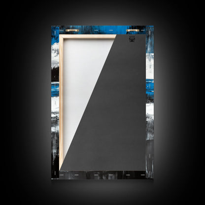 Ocean Cliff Seascape, Moody Coastal Art, Black White Blue Water, Modern Minimalist Wall Decor, Nautical Home Gift, Framed Canvas Print