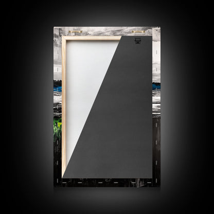 Tranquil Lake View, Blue Water Abstract Landscape, Moody Black White Sky, Serene Nature Wall Decor, Relaxing Home Gift, Canvas Print